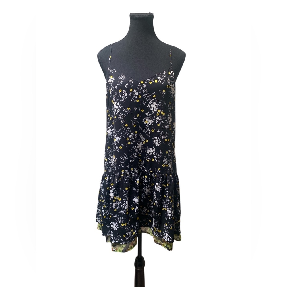 Princess Vera Wang Black and Green Floral Dress L GUC